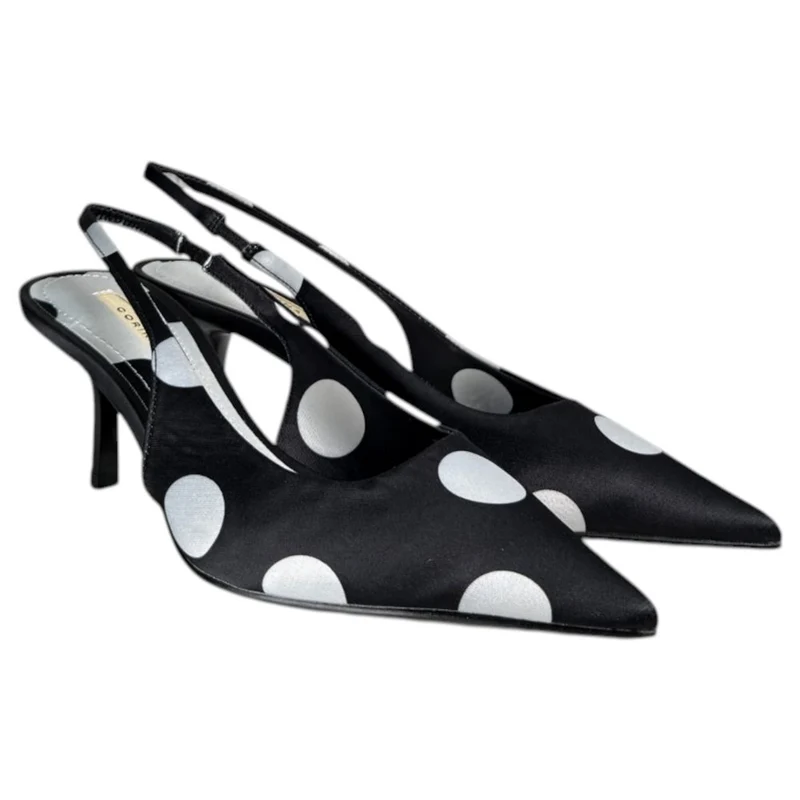 Zapatos Corina Salón Destalonado Lunares M6206 Negro