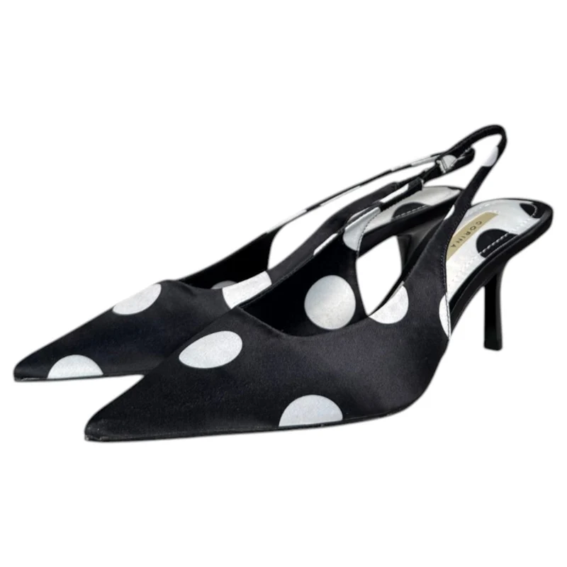 Zapatos Corina Salón Destalonado Lunares M6206 Negro