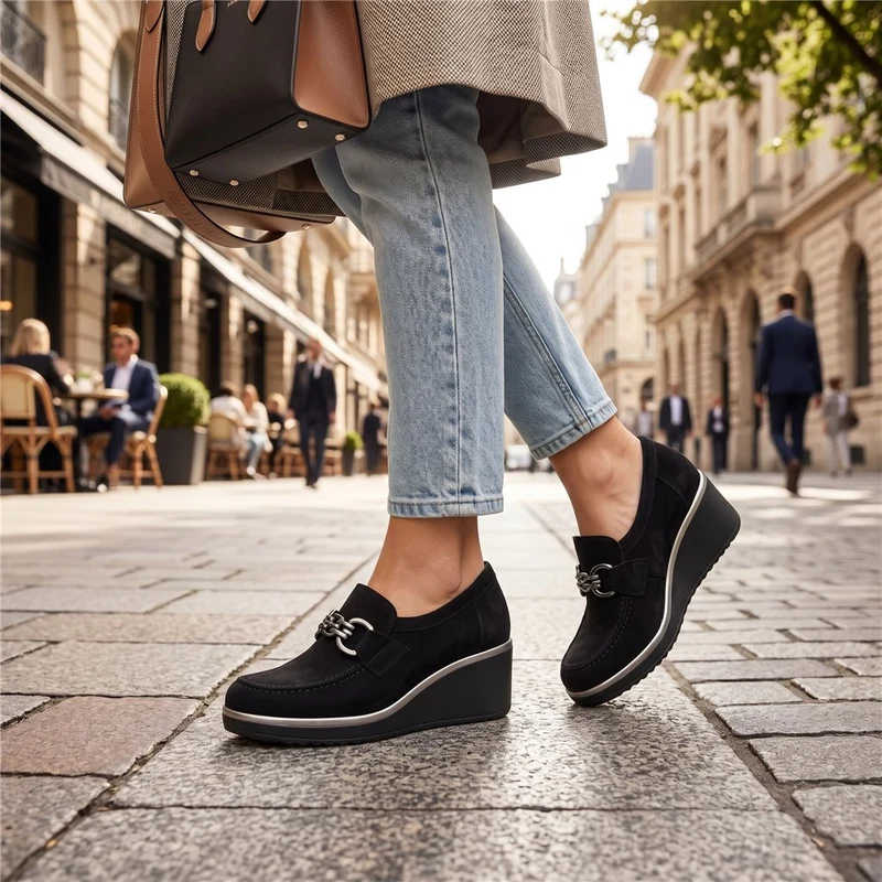 Zapatos Pitillos Cuña Hebilla 20530 Negro