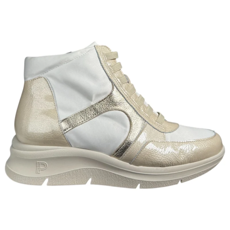 Botines Pitillos Deportivos Cuña Elásticos 10916 Crema