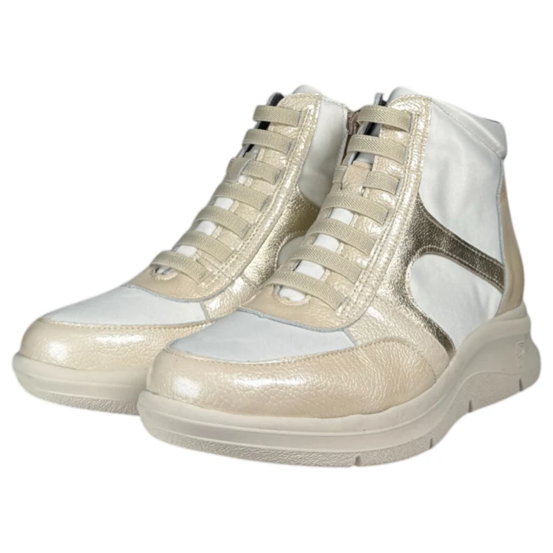 Botines Pitillos Deportivos Cuña Elásticos 10916 Crema