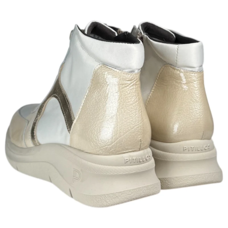 Botines Pitillos Deportivos Cuña Elásticos 10916 Crema
