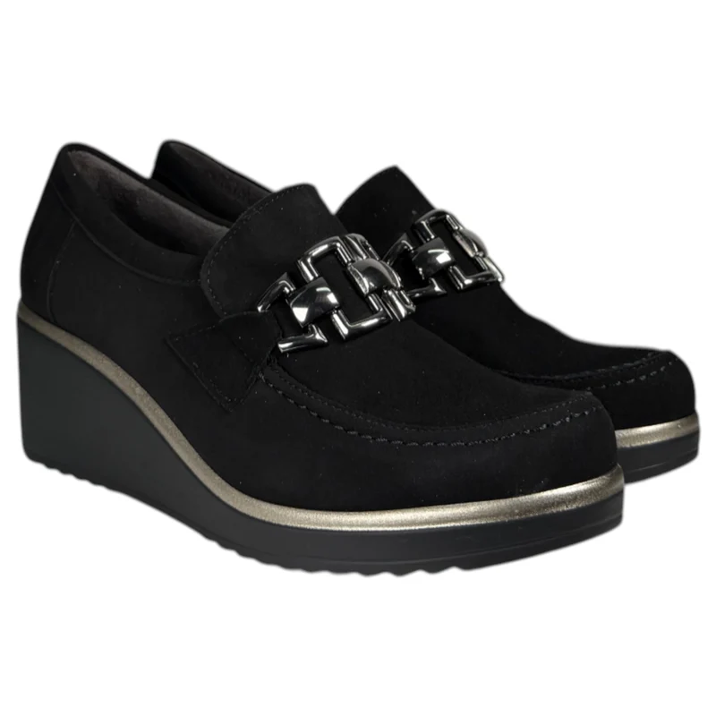Zapatos Pitillos Cuña Hebilla 20236 Negro