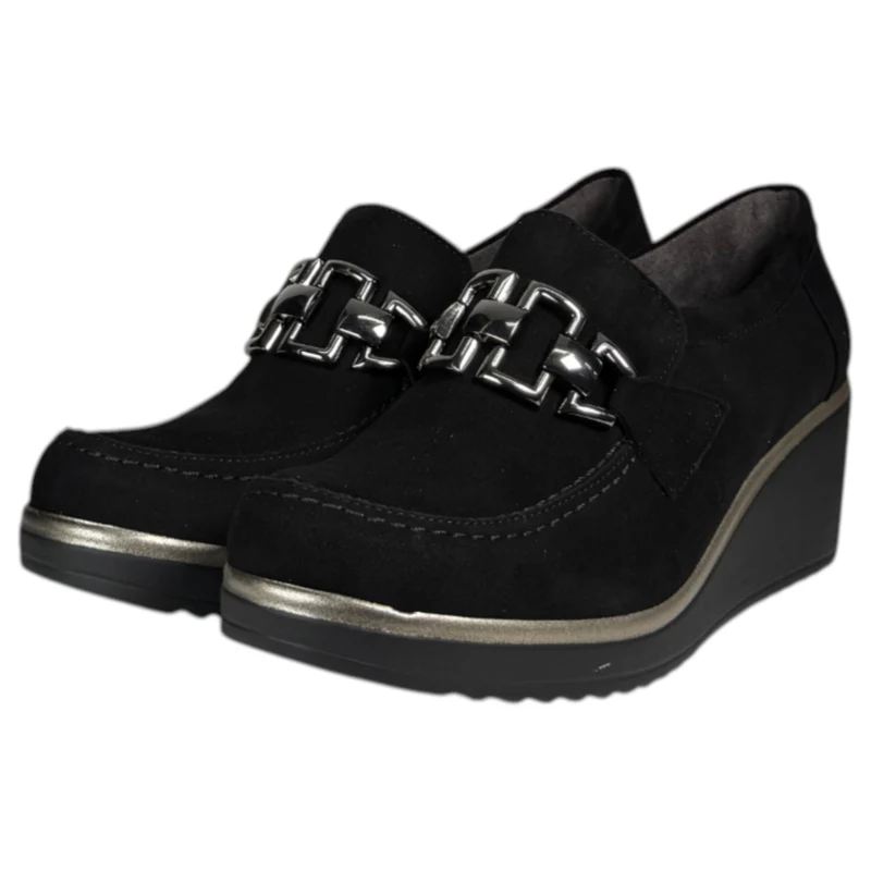 Zapatos Pitillos Cuña Hebilla 20236 Negro