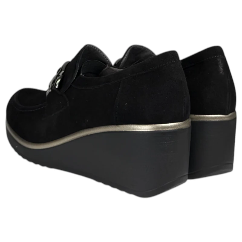 Zapatos Pitillos Cuña Hebilla 20236 Negro