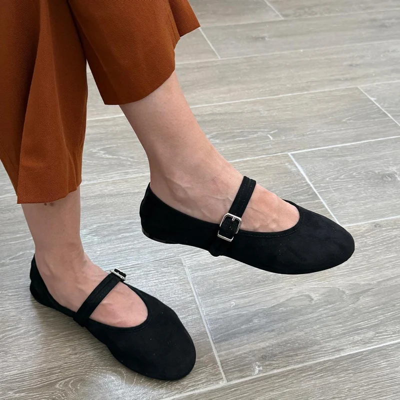 Bailarina Corina Plana Hebilla M5621 Negro