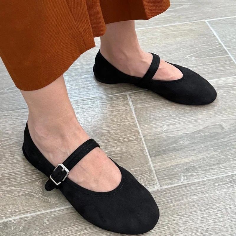 Bailarina Corina Plana Hebilla M5621 Negro