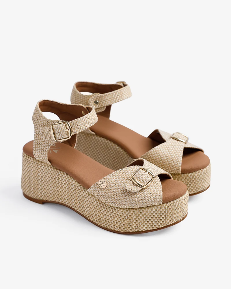 Cuña Muriel Rafia Beige