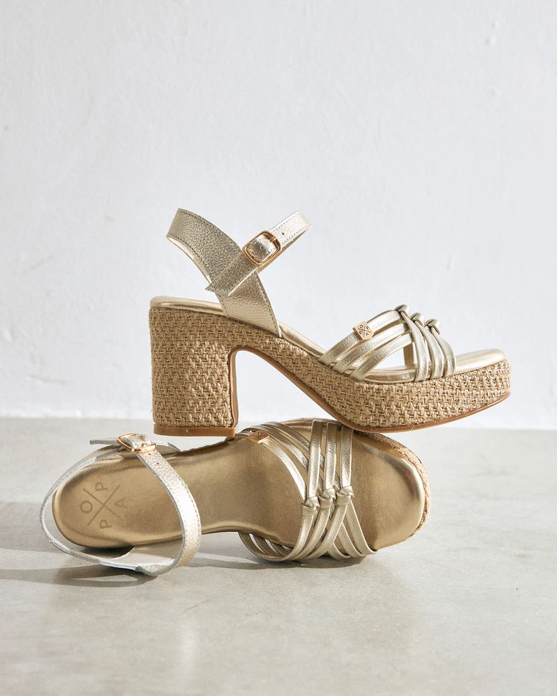 Sandalia Valvas Laminado Oro