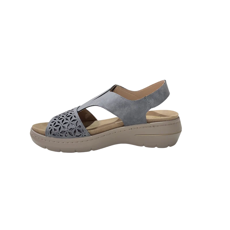 MUJER SANDALIA CUÑA PICADA FLOR JEANS