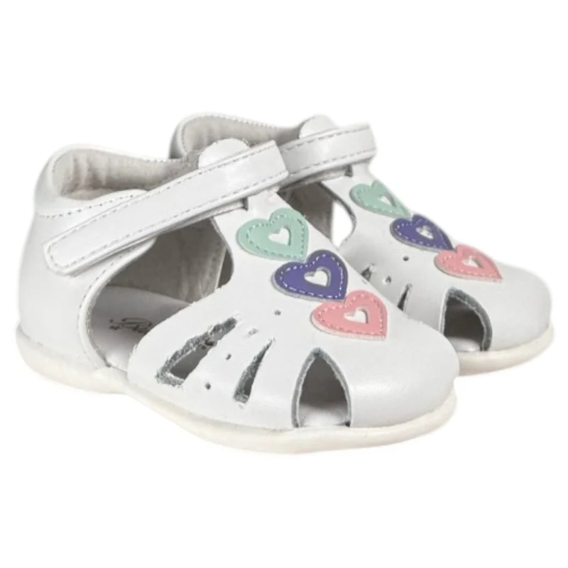 Sandalias Bubble Kids Cerradas Corazones C614 Blanco