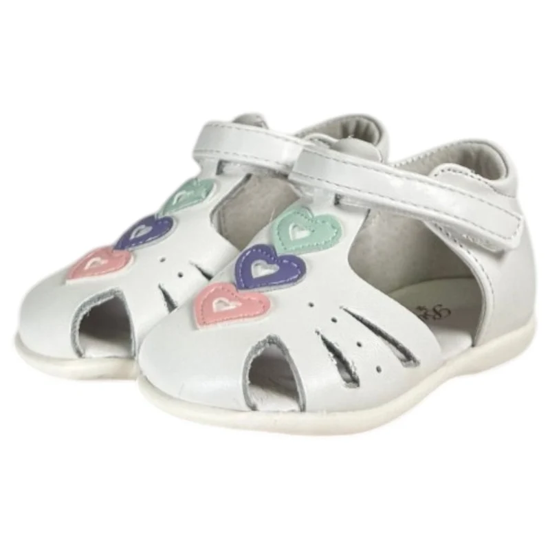 Sandalias Bubble Kids Cerradas Corazones C614 Blanco