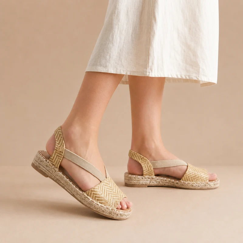 MUJER ESPARTO PLANA AMALFI PUNTERA APRICOT