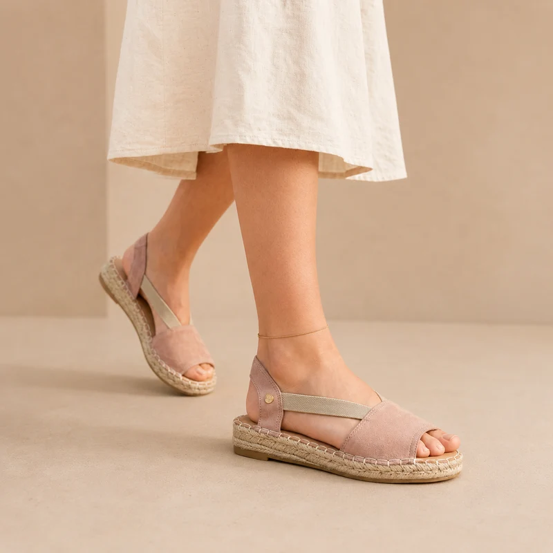 MUJER ESPARTO PLANA AMALFI PUNTERA ROSA