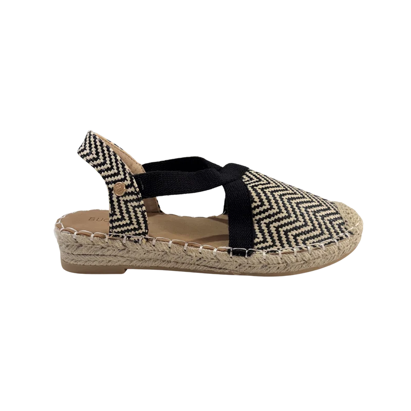 MUJER ESPARTO PLANA AMALFI NEGRO