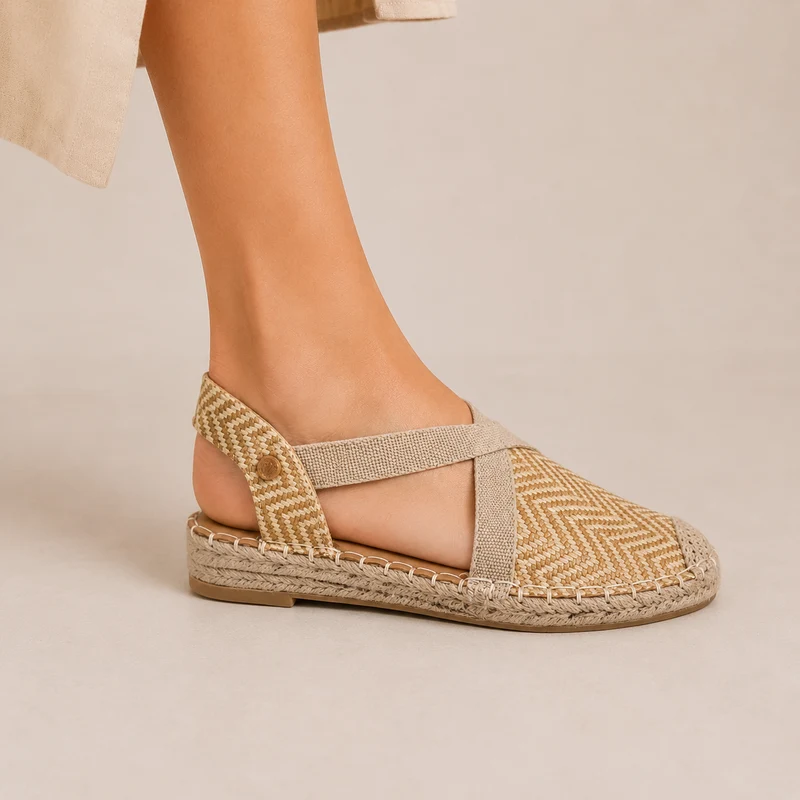 MUJER ESPARTO PLANA AMALFI APRICOT