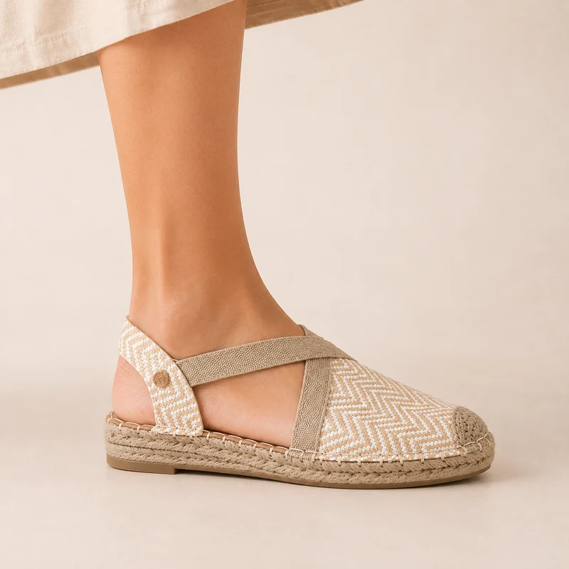 MUJER ESPARTO PLANA AMALFI BEIGE