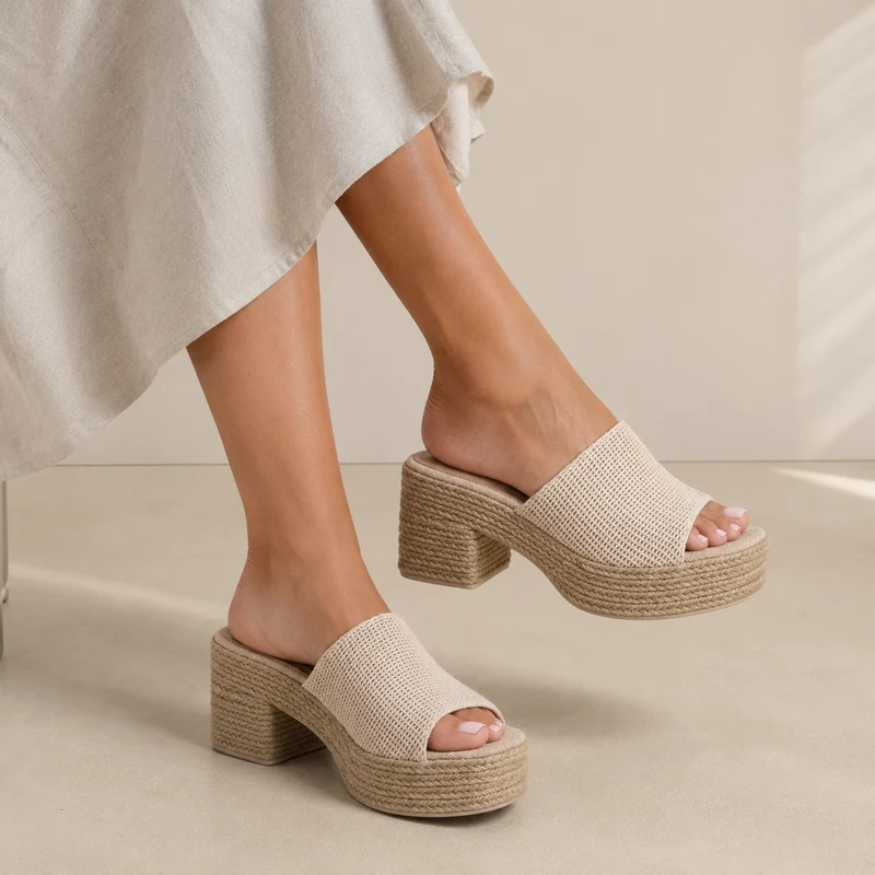 MUJER SANDALIA BEIGE DESTALONADA