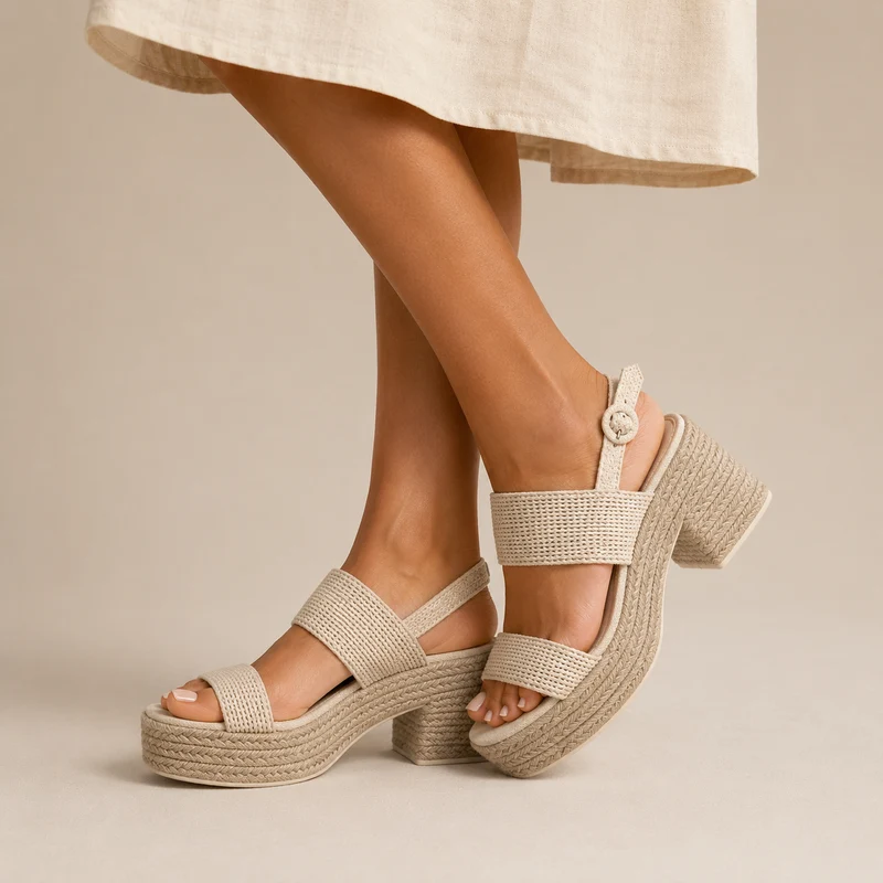 MUJER SANDALIA BEIGE CIERRE HEBILLA