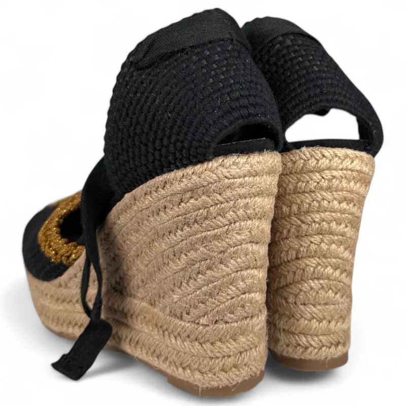 Alpargatas Corina Cuña Bordados M5386 Negro