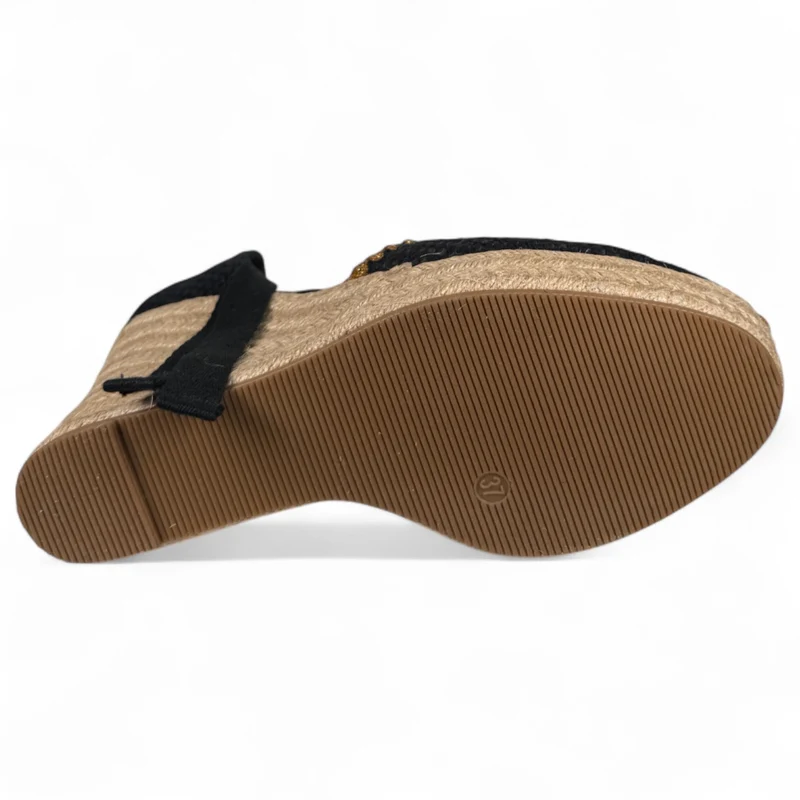 Alpargatas Corina Cuña Bordados M5386 Negro