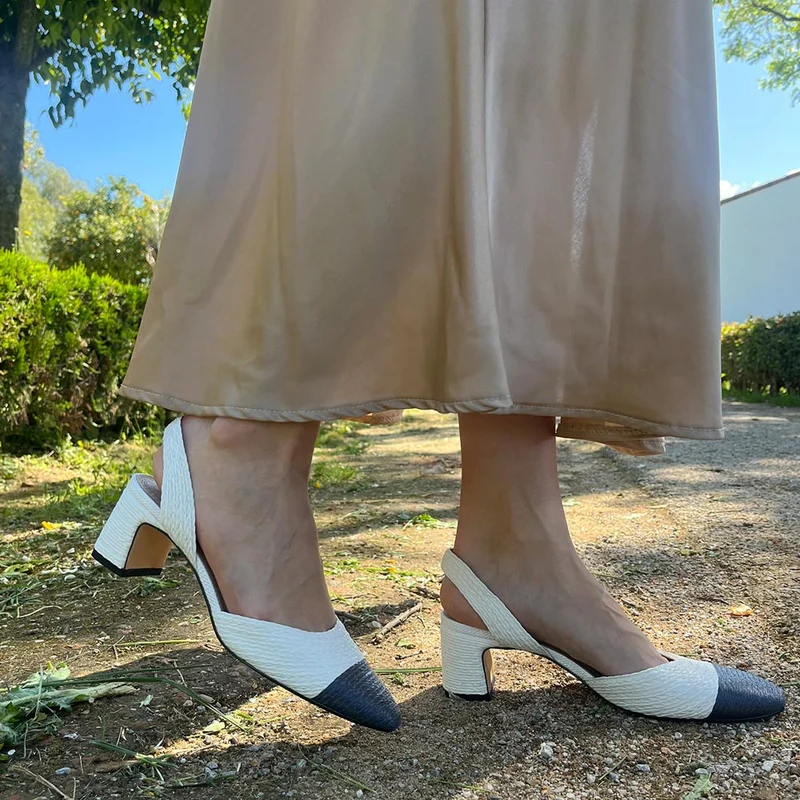 Zapatos Corina Rafia Puntera M5330 Blanco Marino