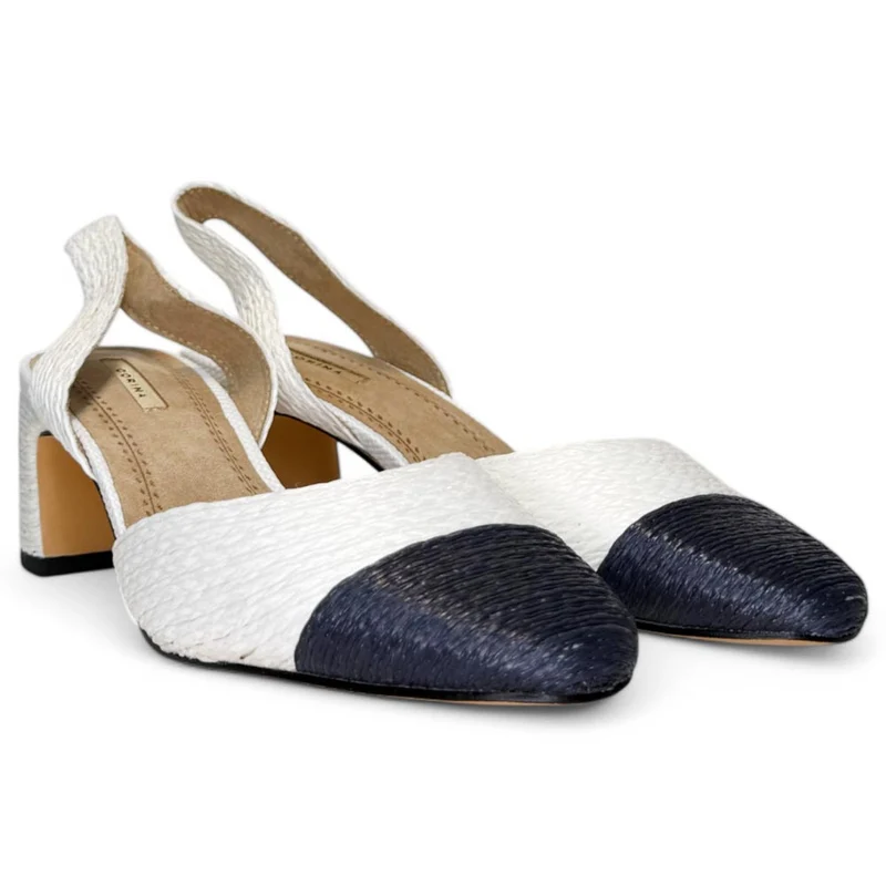 Zapatos Corina Rafia Puntera M5330 Blanco Marino