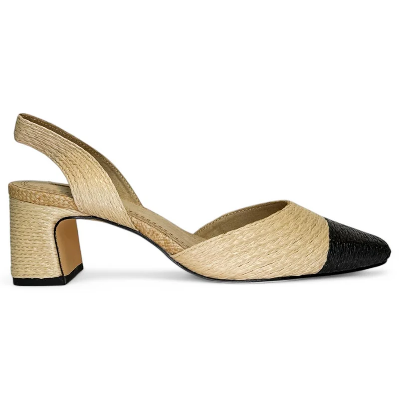 Zapatos Corina Rafia Puntera M5330 Natural Negro