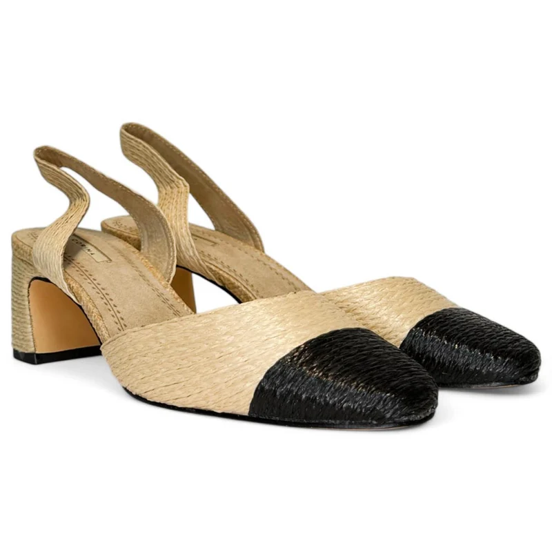 Zapatos Corina Rafia Puntera M5330 Natural Negro