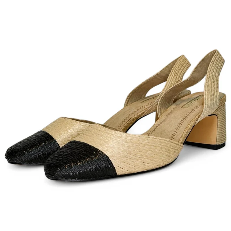 Zapatos Corina Rafia Puntera M5330 Natural Negro