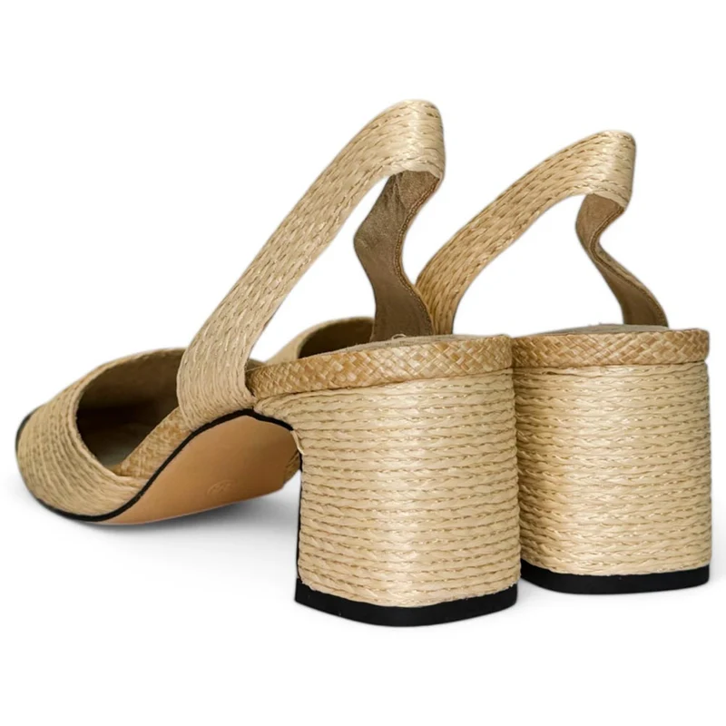 Zapatos Corina Rafia Puntera M5330 Natural Negro