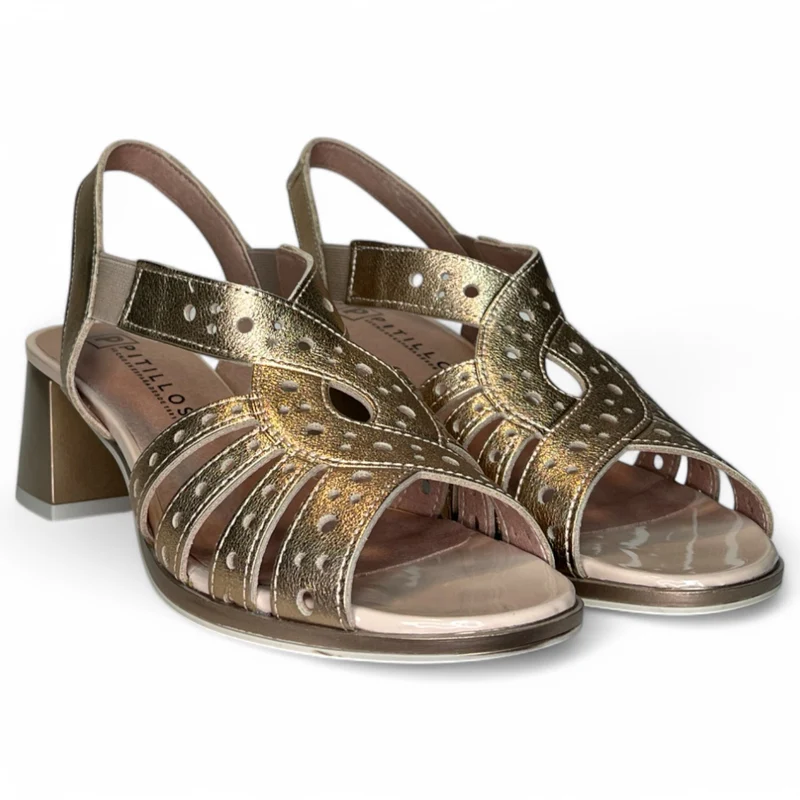 Sandalias Pitillos Tacón Troqueladas 10530 Nude