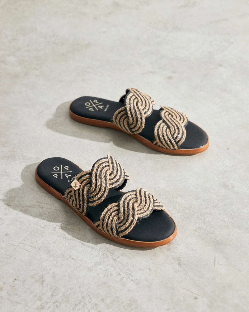 Sandalia Clicos Yute Negro