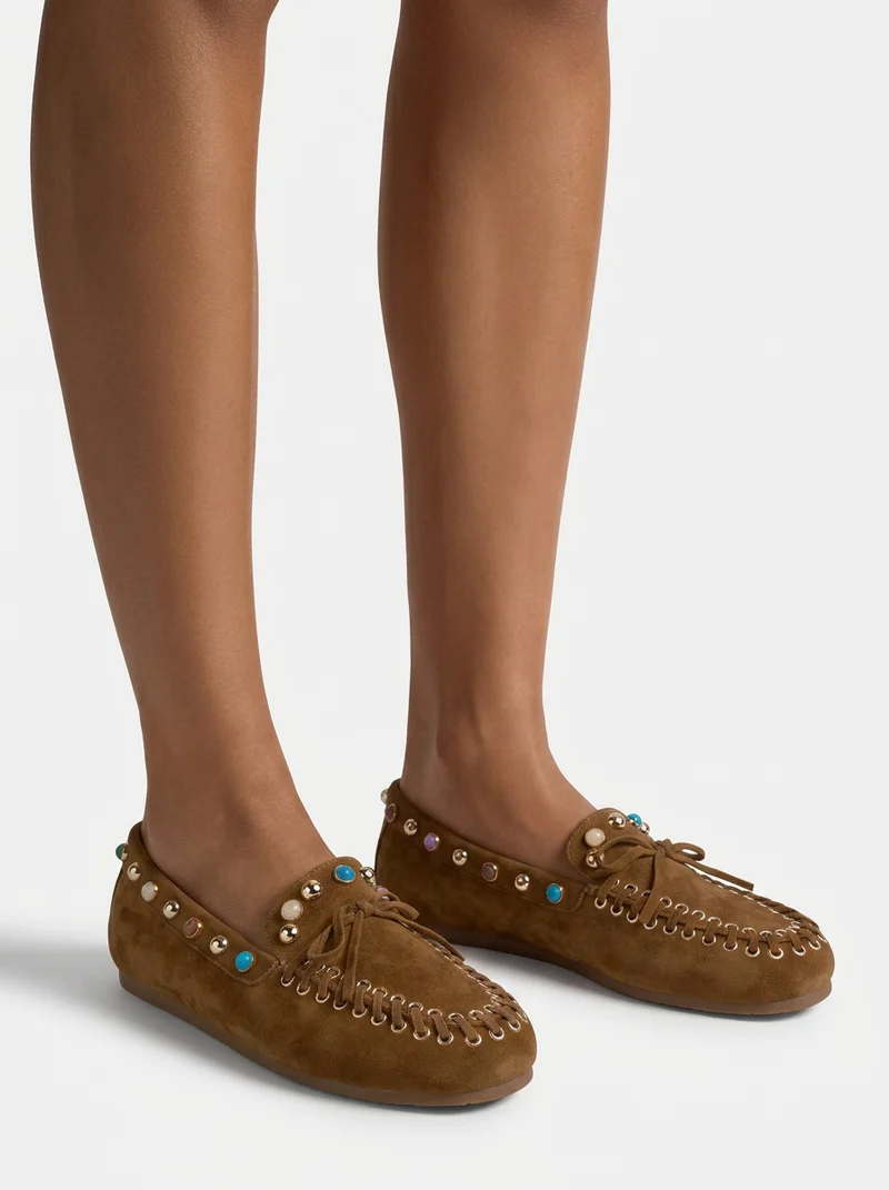 MOCASÍN DE ANTE CON CUENTAS