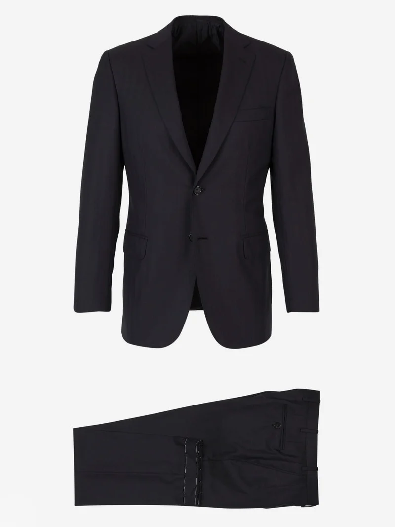 Traje de lana Herringbone