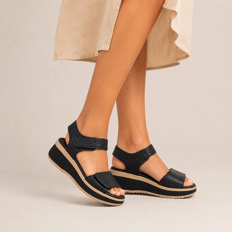 MUJER SANDALIA PLATAFORMA CALIMA DOYA NEGRO