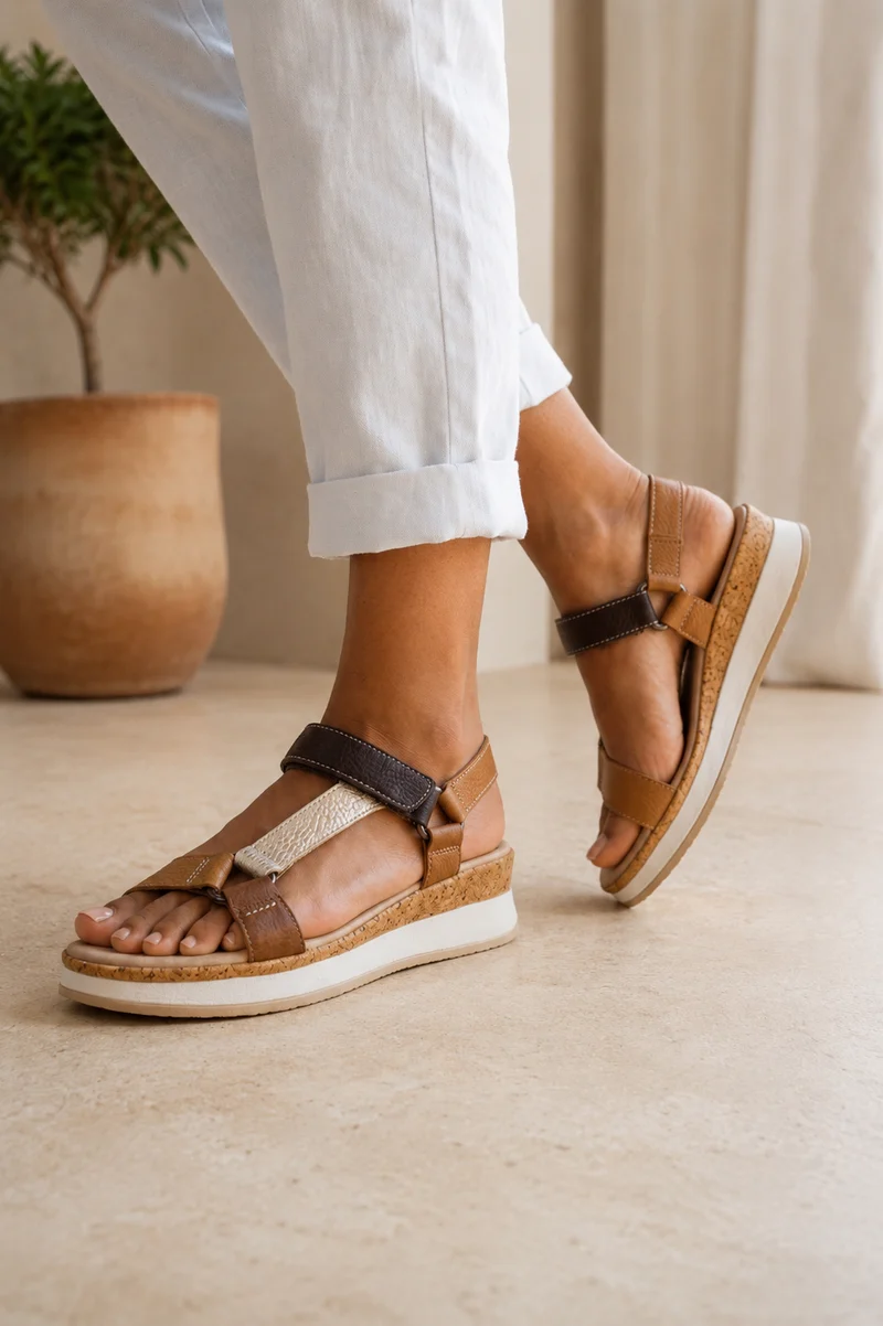 MUJER SANDALIA PLATAFORMA CARDENA MARRON