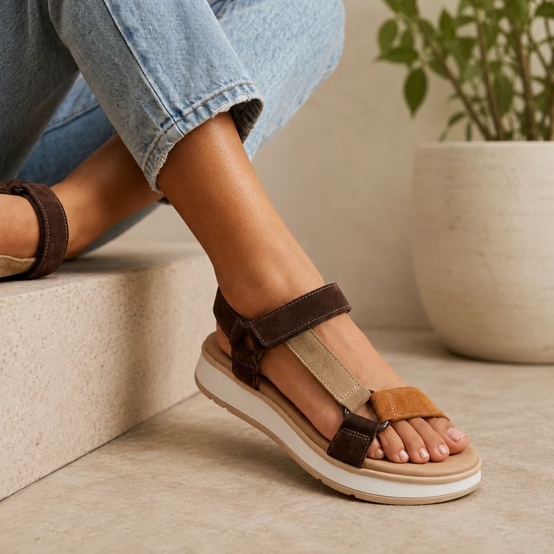 MUJER SANDALIA PLATAFORMA CARDENA MARRON