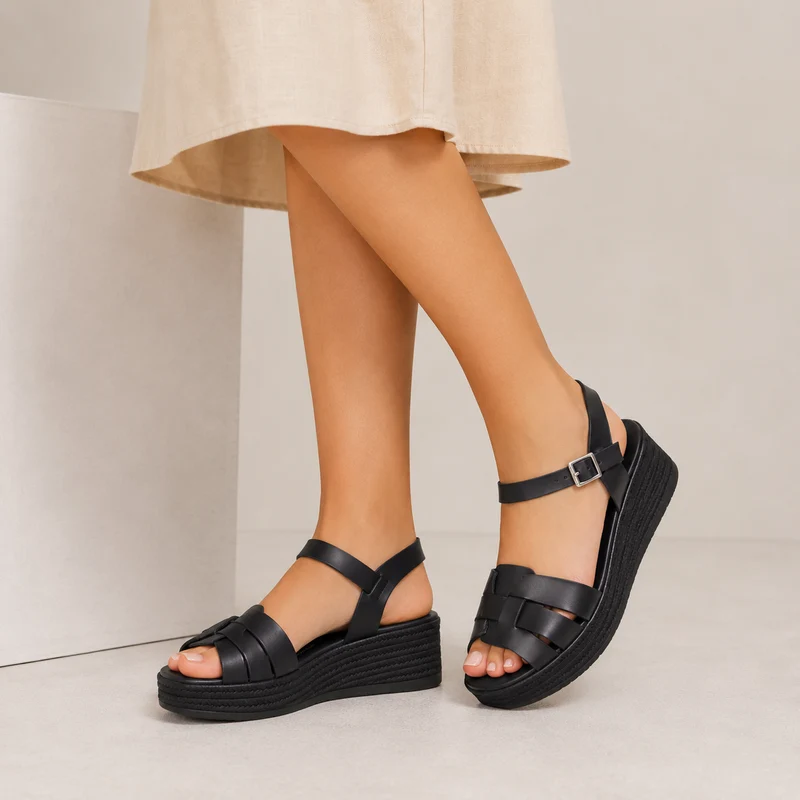 MUJER SANDALIA CUÑA BELICE NEGRO