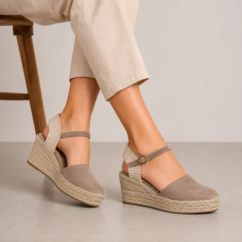 MUJER ESPARTO CUÑA BEIGE