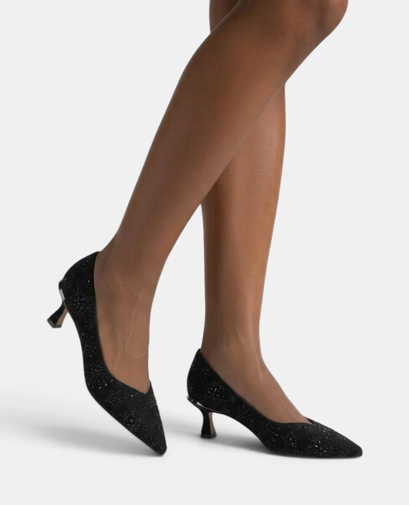 ZAPATO DE SALÓN EN ANTE CON PEDRERÍA