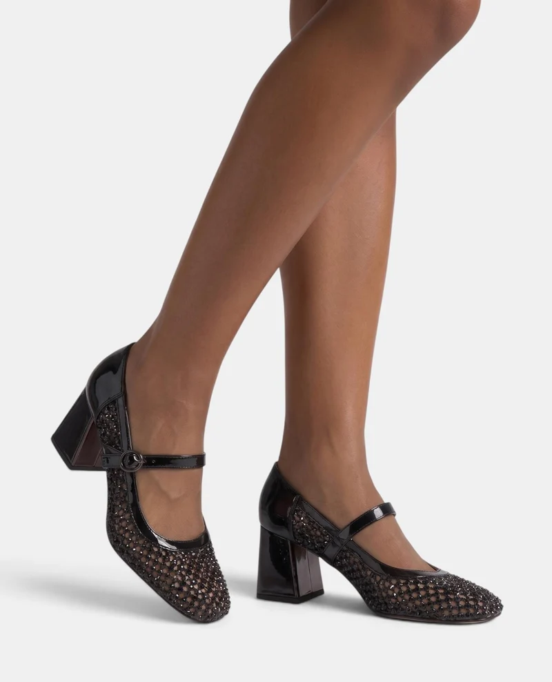 ZAPATO MALLA EFECTO METALIZADO CON DETALLE PEDRERIA
