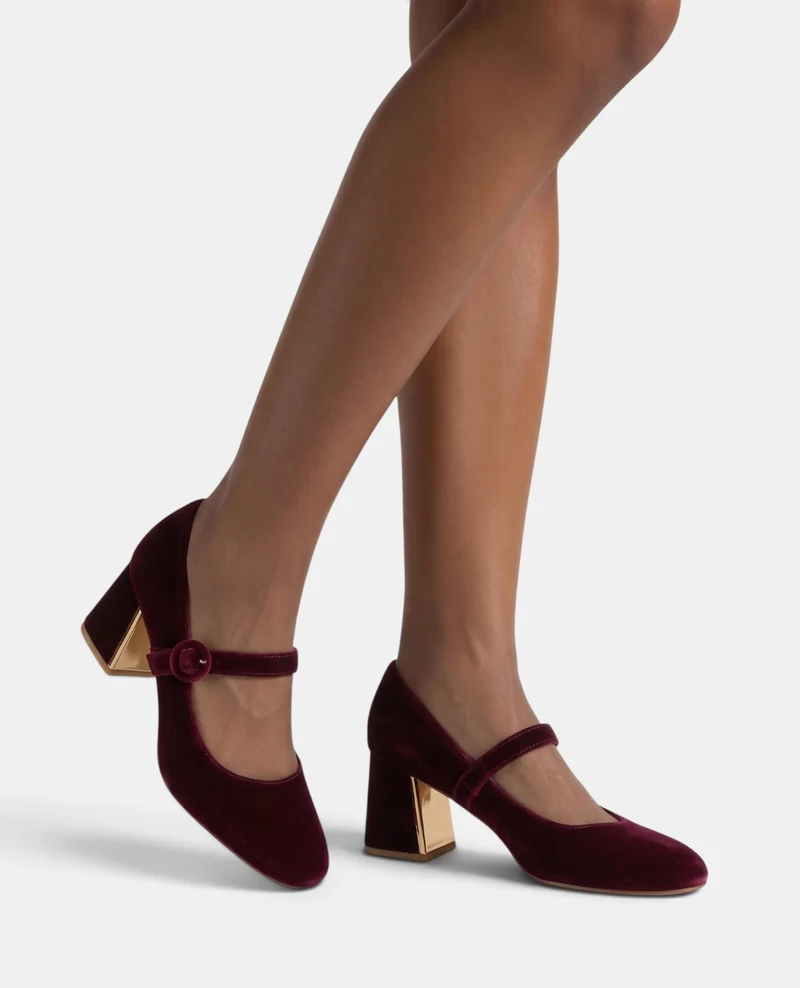 ZAPATO TACÓN DE TERCIOPELO CON HEBILLA