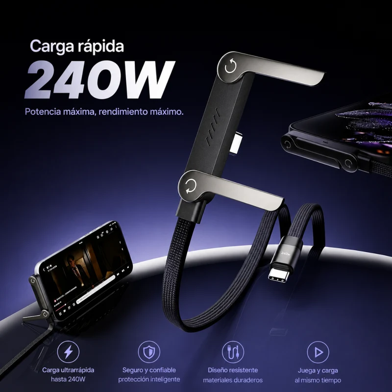 Miomu Cable de Carga Rápida Tipo-C con Soporte para Teléfono Celular