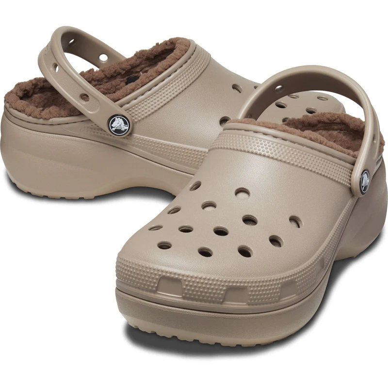 Sandalias tipo zueco con plataforma forrada Crocs 207938 Classic para mujer