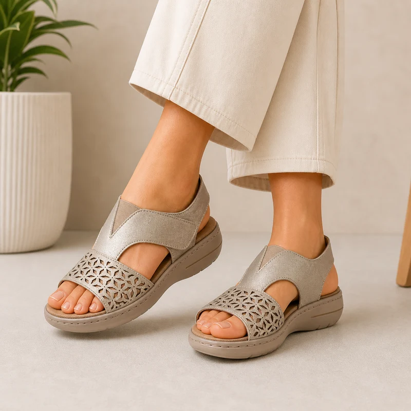 MUJER SANDALIA COMODO PLATINO MOSAICO