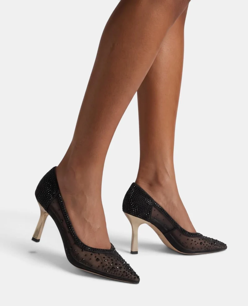 ZAPATO SALÓN MALLA DETALLES PEDRERÍA