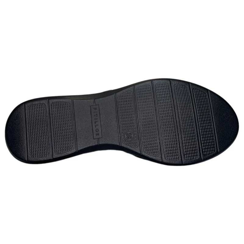 Sandalias Pitillos Piel Troquelada Cuña 10342 Negro