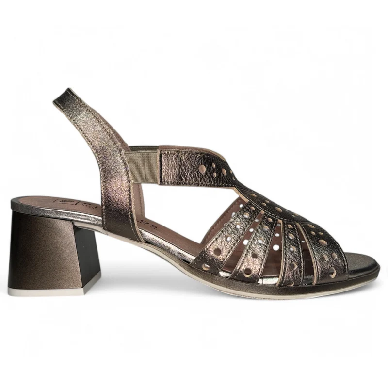 Sandalias Pitillos Tacón Troqueladas 10530 Bronce