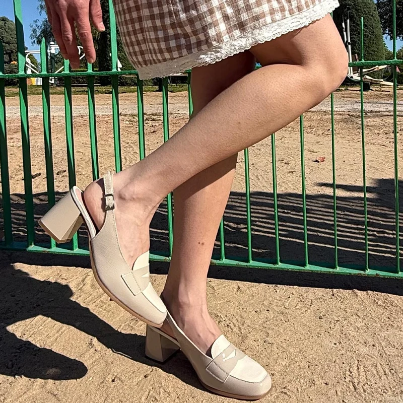 Zapatos Pitillos Tacón Antifaz 10491 Piedra Crema
